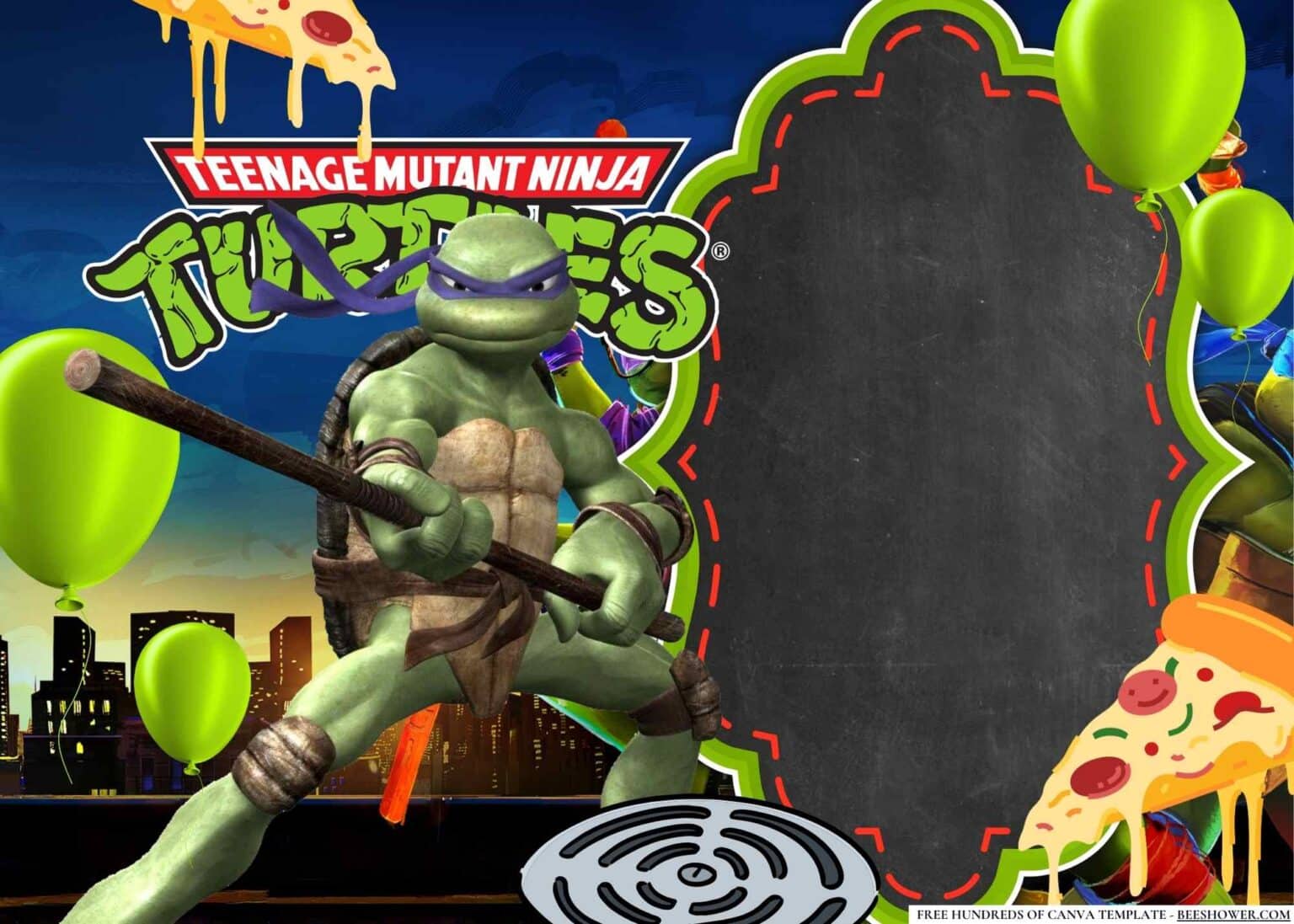 FREE Editable Ninja Turtle Birthday Invitation