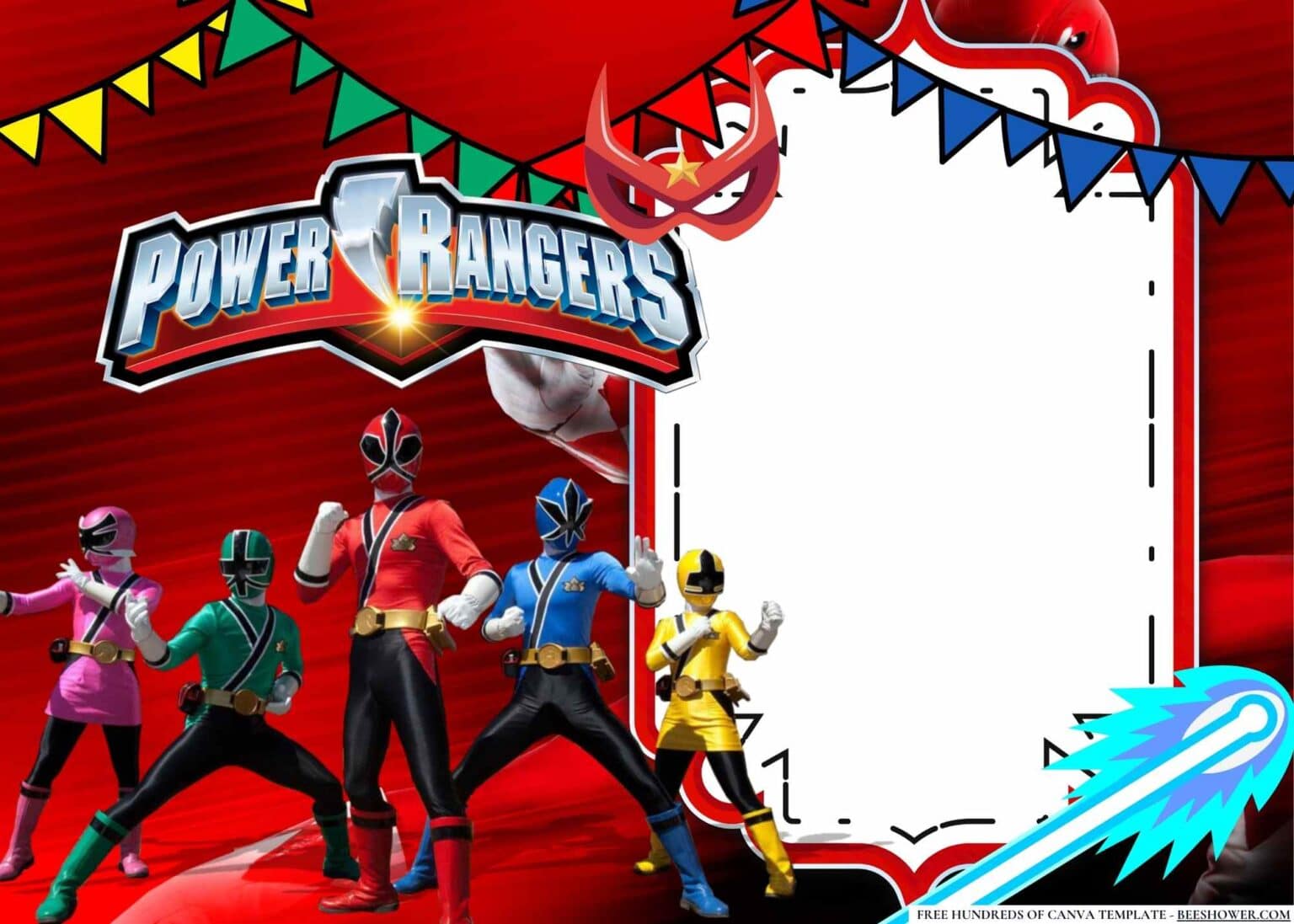 FREE Editable Power Rangers Birthday Invitations - Beeshower