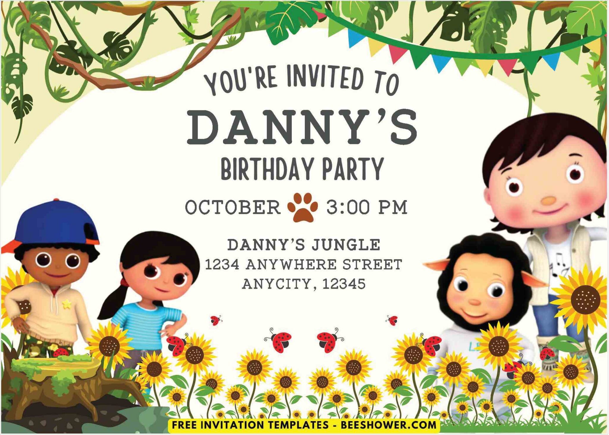 Free PDF Invitation Jungle Little Baby Bum Baby Shower Invitations free-pdf-invitation-jungle-little-baby-bum-baby-shower-invitations