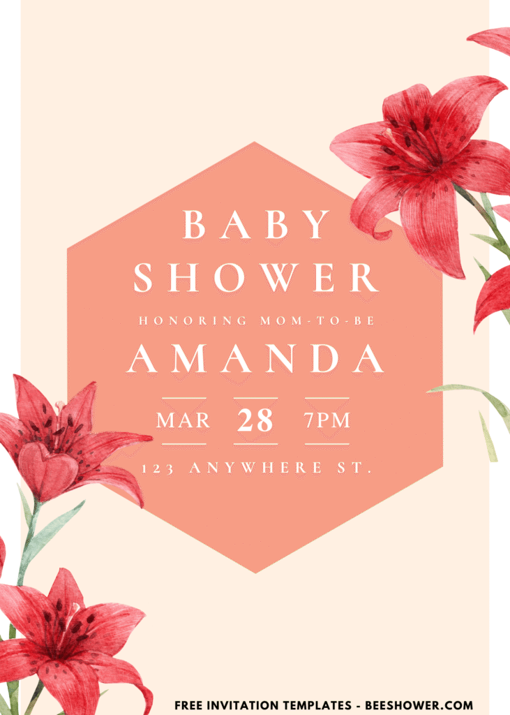 Spring Lily Baby Shower Invitation | Editable Canva Template - Beeshower