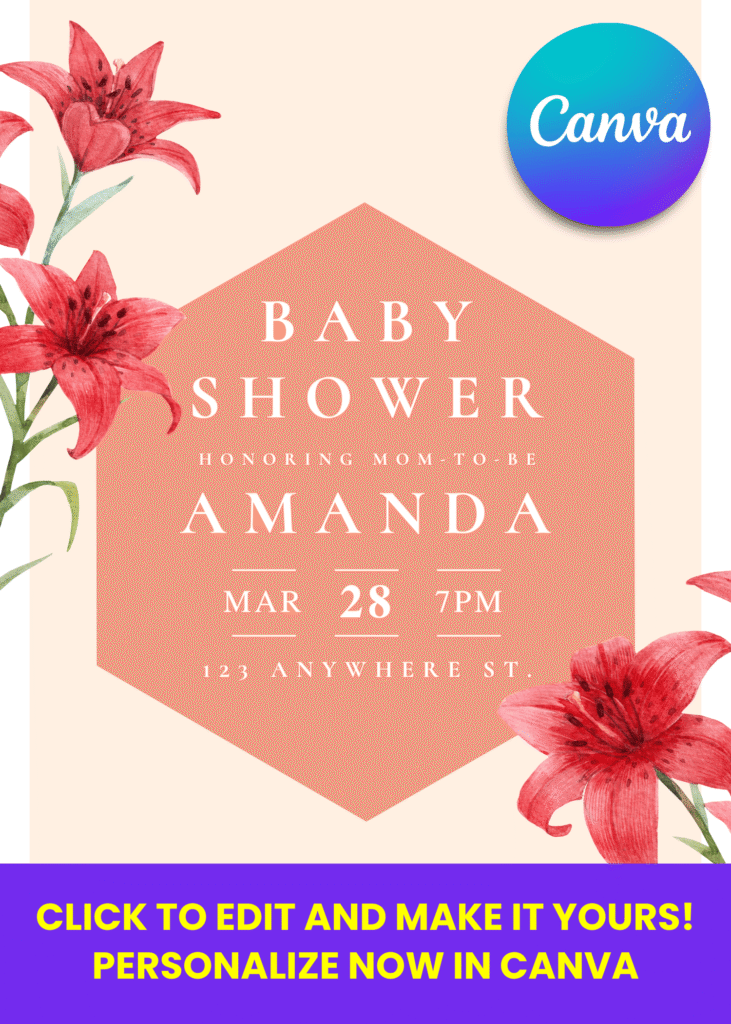 Spring Lily Baby Shower Invitation | Editable Canva Template - Beeshower