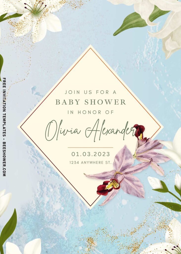 Lily And Peony Baby Shower Invitation | Editable Canva - Beeshower